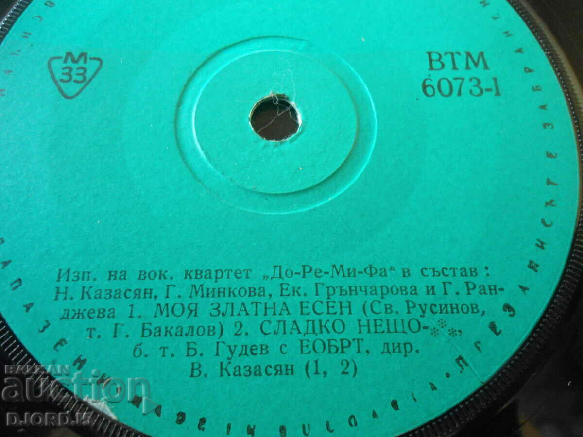 Gramophone record, small, ВТМ 6073 with price 7.00 BGN | € 3.58 Gramophone record, small, ВТМ 6073 with price 7.00 BGN | € 3.58