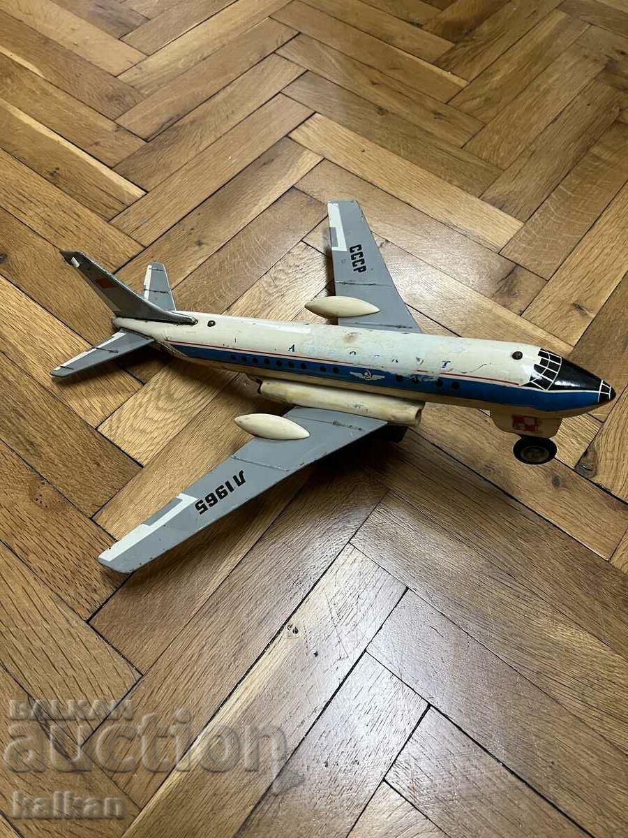 Avion sovietic vechi de jucărie din tablă URSS