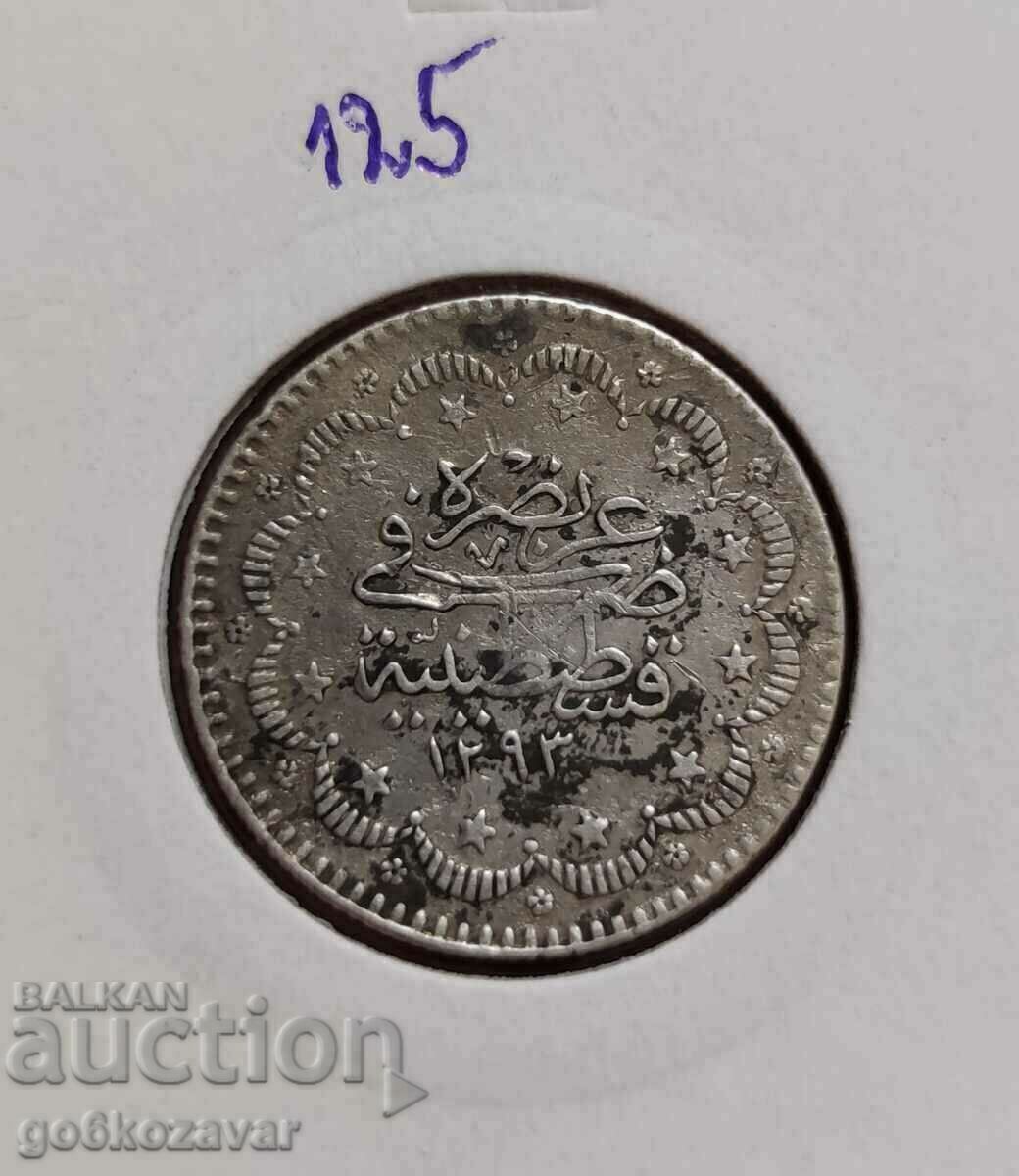 Ottoman Empire 5 Kurusha 1293-1876 Silver figure 11 R