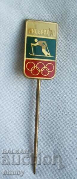 Innsbruck 1976 Winter Olympics Badge - Skiing
