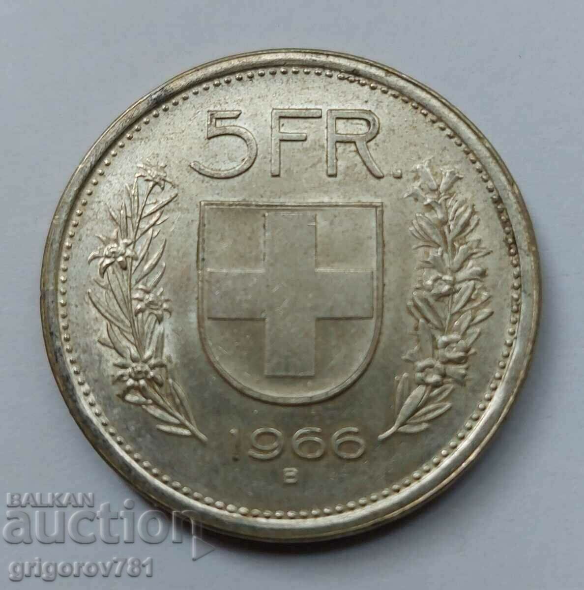 5 Francs Silver Switzerland 1966 B - Silver Coin #8