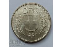 5 Franci Argint Elveția 1967 B - Monedă de argint #10