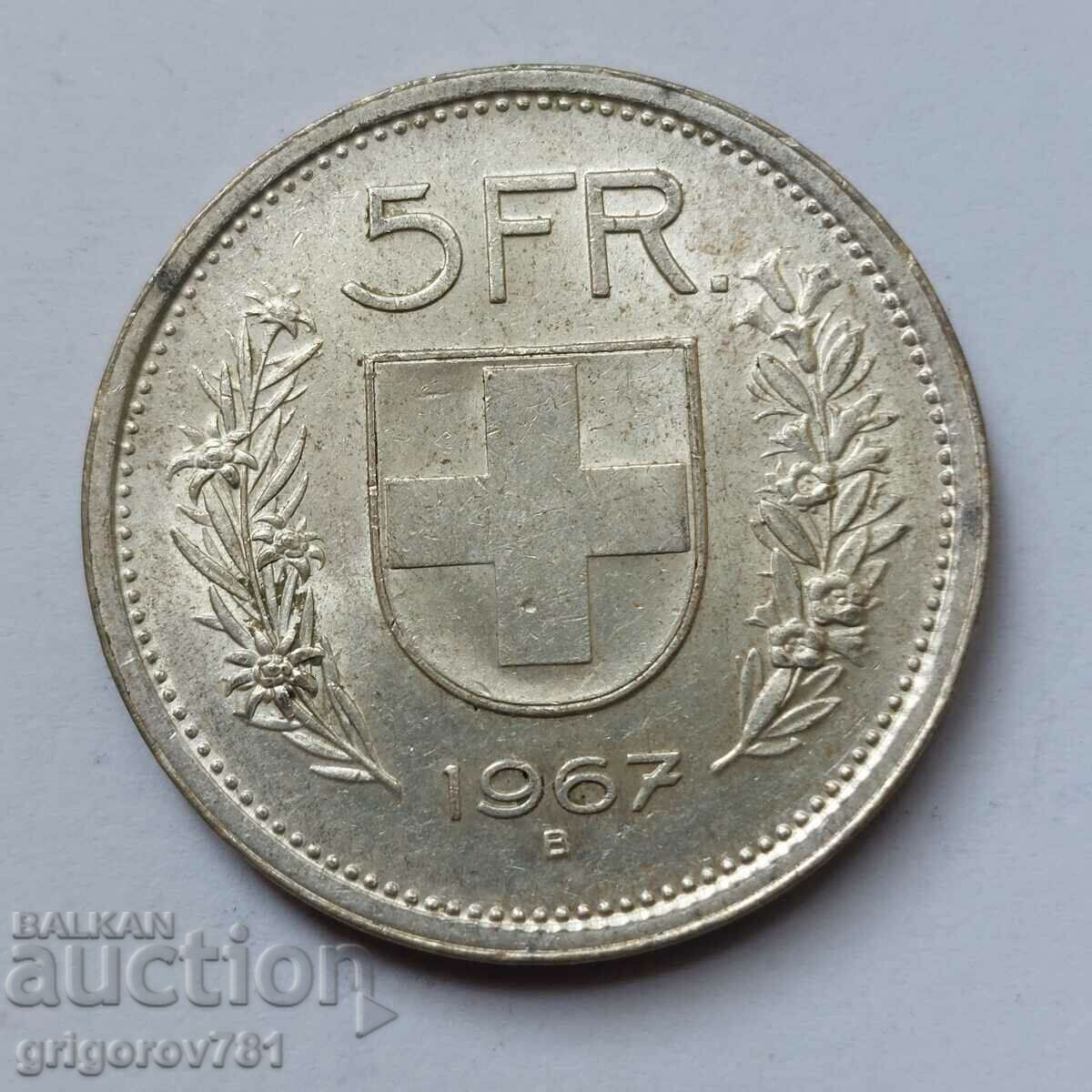 5 Franci Argint Elveția 1967 B - Monedă de argint #11