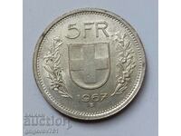 5 Franci Argint Elveția 1967 B - Monedă de argint #11