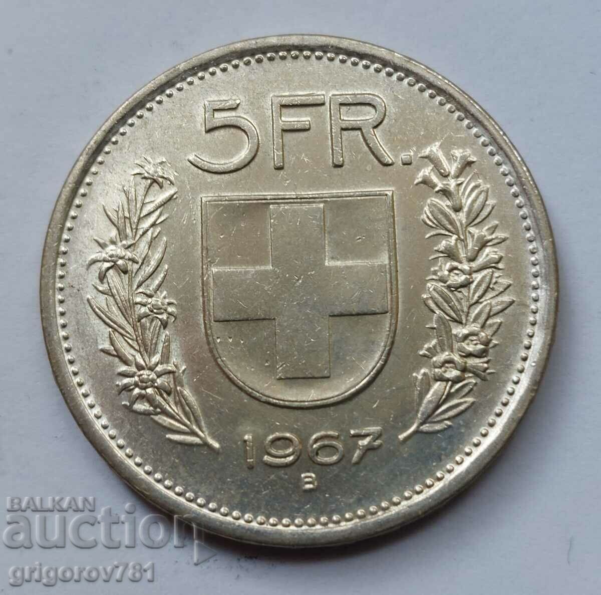 5 Franci Argint Elveția 1967 B - Monedă de argint #12