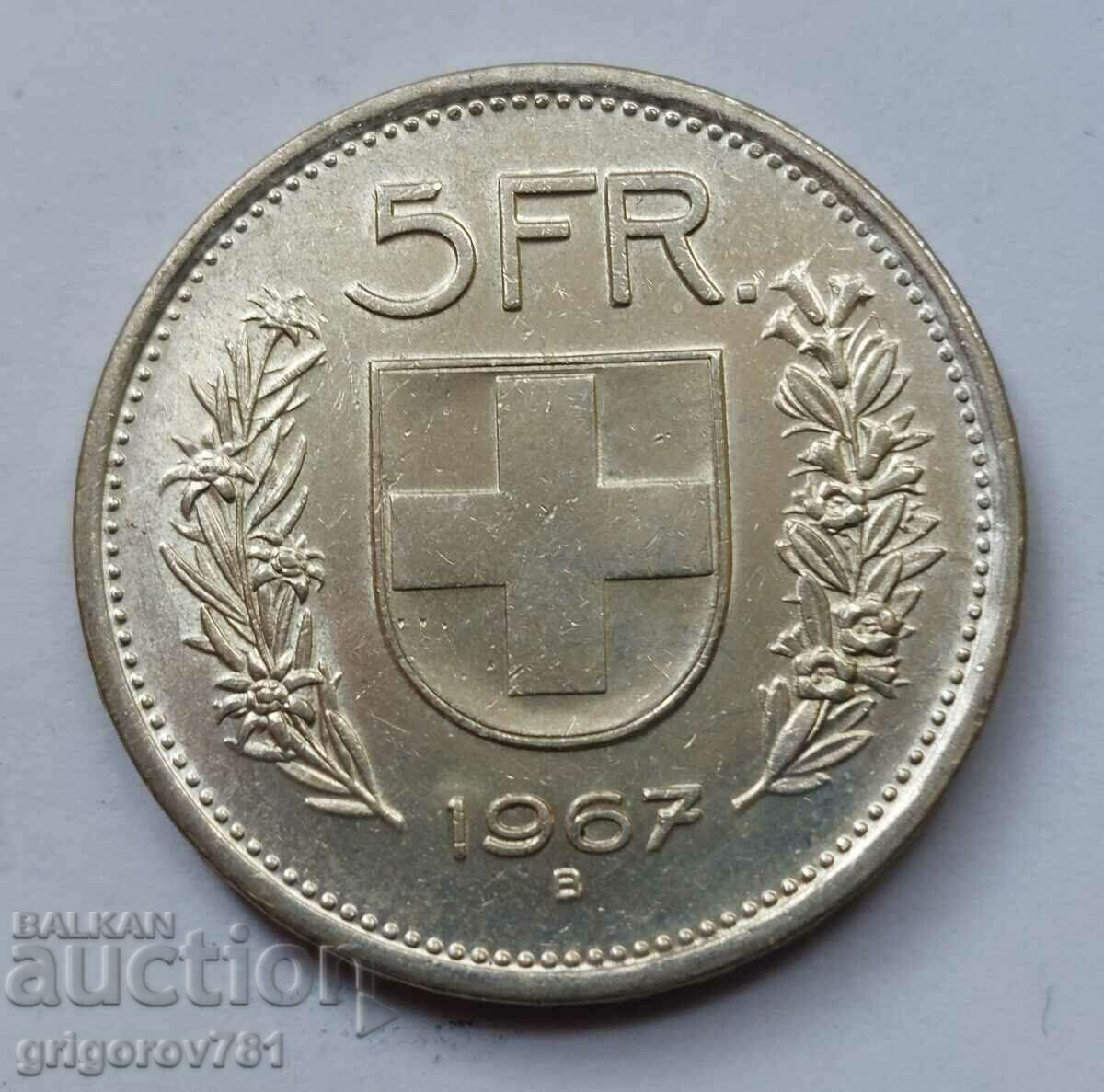 5 Francs Silver Switzerland 1967 B - Silver Coin #12