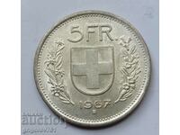 5 Franci Argint Elveția 1967 B - Monedă de argint #14