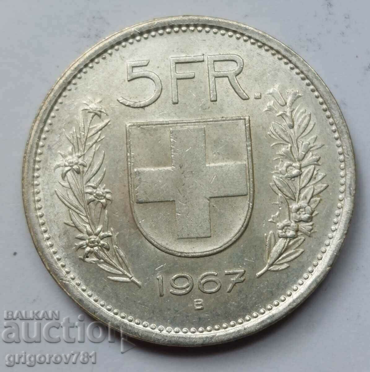 5 Francs Silver Switzerland 1967 B - Silver Coin #16