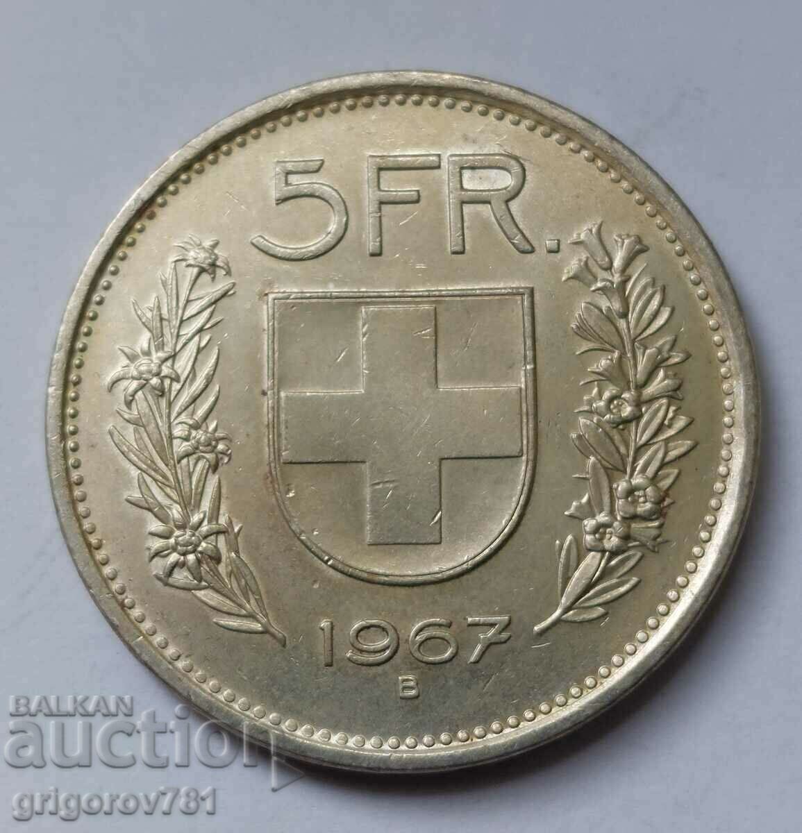 5 Francs Silver Switzerland 1967 B - Silver Coin #17