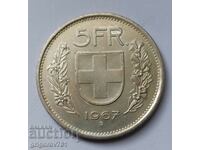5 франка сребро Швейцария 1967 B - сребърна монета #17