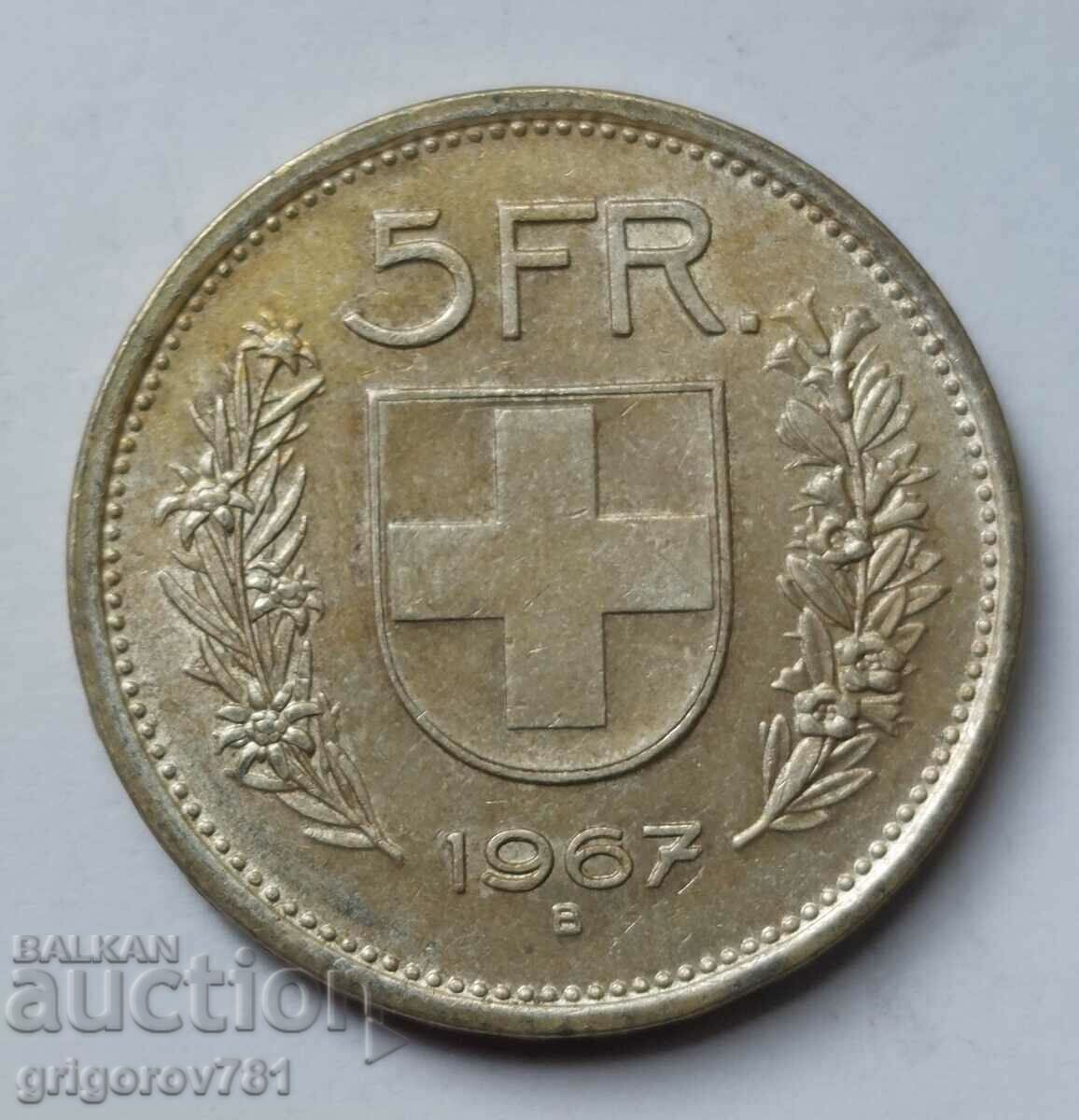 5 Francs Silver Switzerland 1967 B - Silver Coin #18