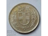 5 франка сребро Швейцария 1967 B - сребърна монета #18