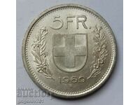 5 Francs Silver Switzerland 1969 B - Silver Coin #20