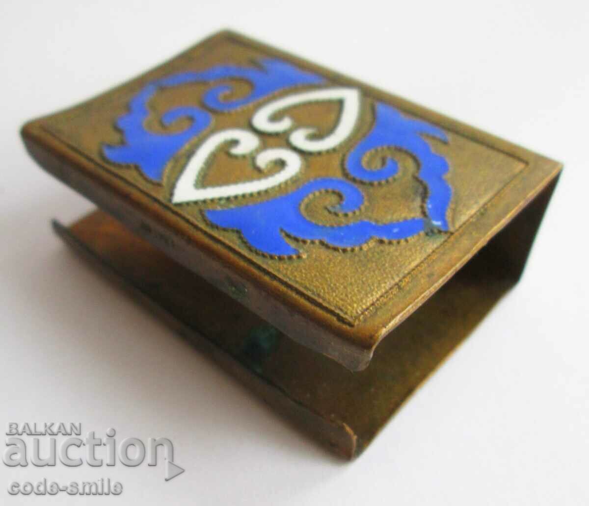 A beautiful old Russian matchbox with cellular enamel