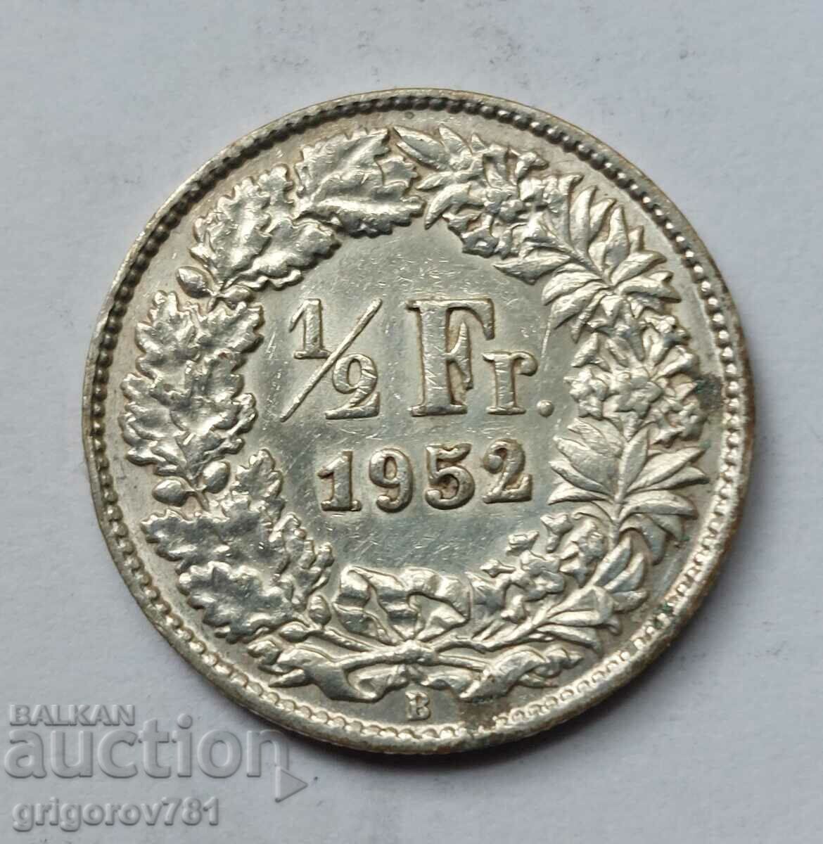 1/2 франк сребро Швейцария 1952 B - сребърна монета #2