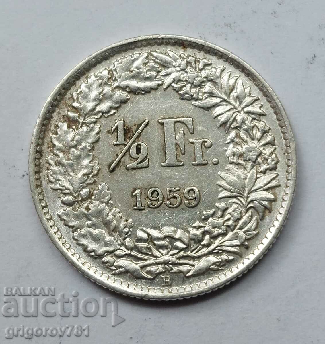 1/2 Franc Silver Switzerland 1959 B - Silver Coin #18