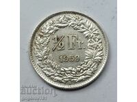 1/2 франк сребро Швейцария 1959 B - сребърна монета #18