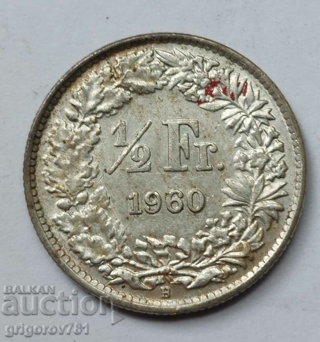 1/2 Franc Silver Switzerland 1960 B - Silver Coin #21