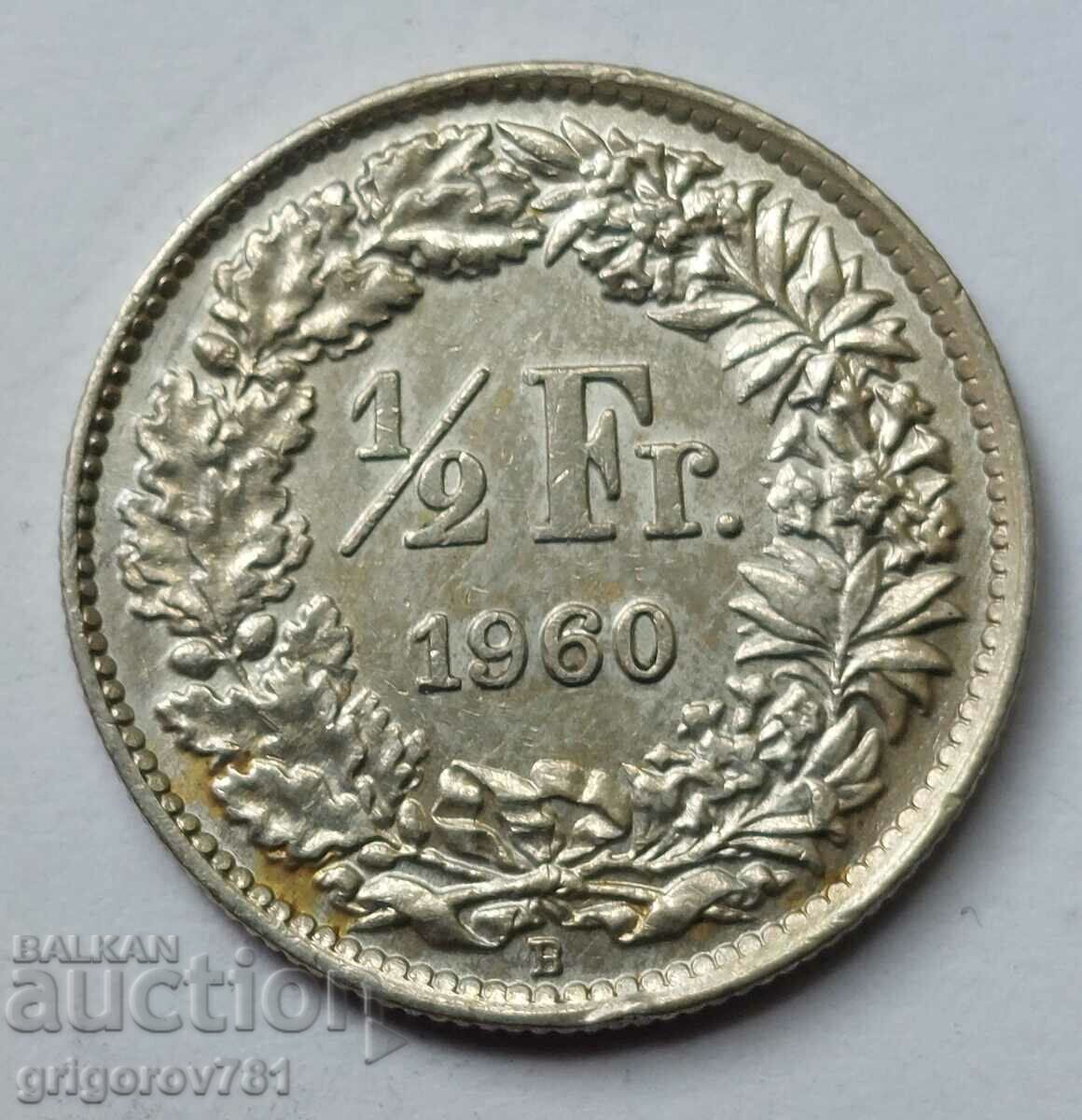 1/2 Φράγκο Ασήμι Ελβετία 1960 B - Ασημένιο νόμισμα #28