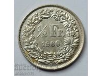 1/2 Franc Silver Switzerland 1960 B - Silver Coin #28