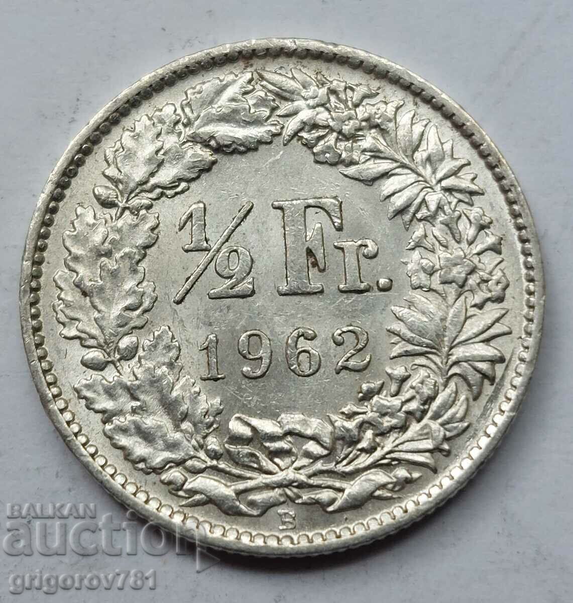 Ασημένιο φράγκο 1/2 Ελβετία 1962 Β - Ασημένιο νόμισμα #49