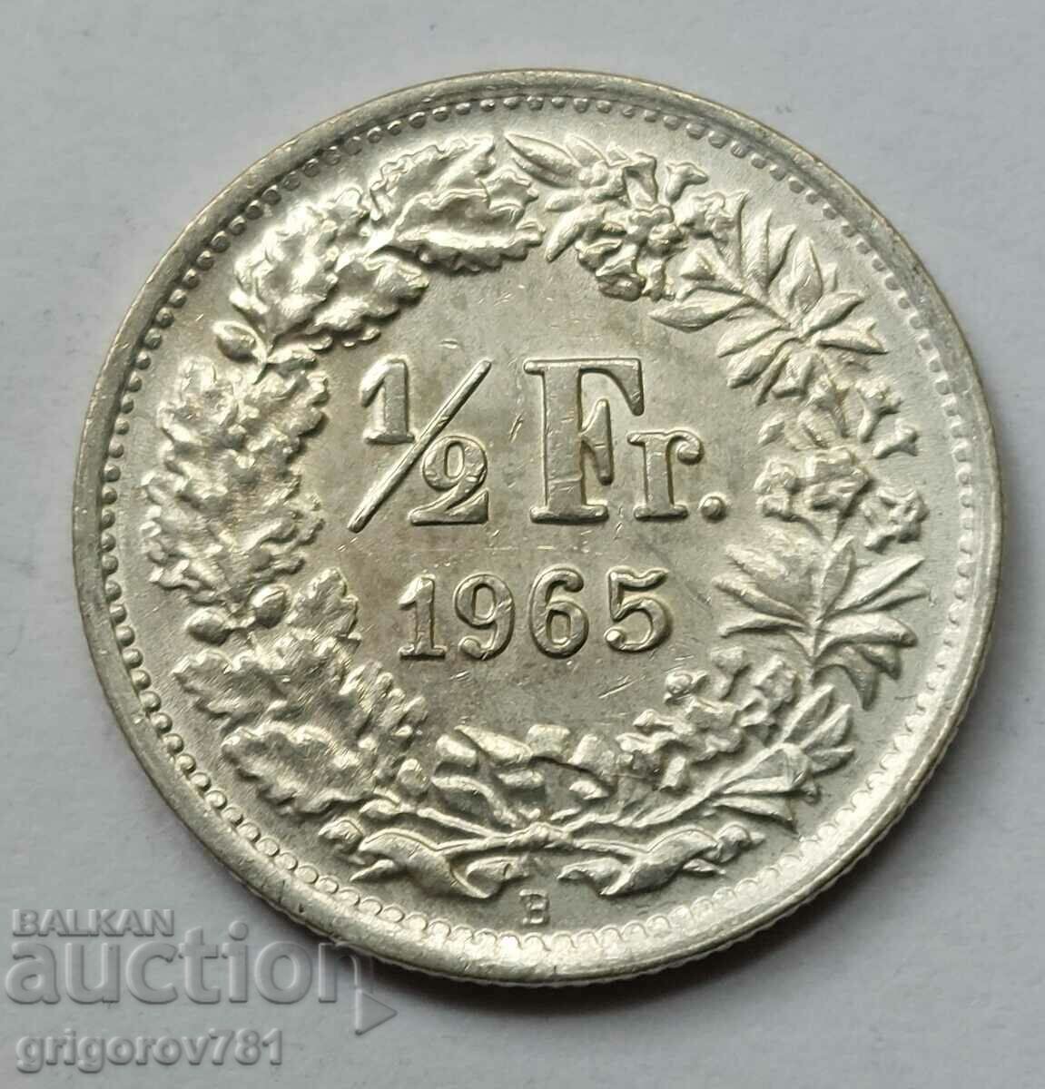 1/2 Franc Silver Switzerland 1965 B - Silver Coin #83