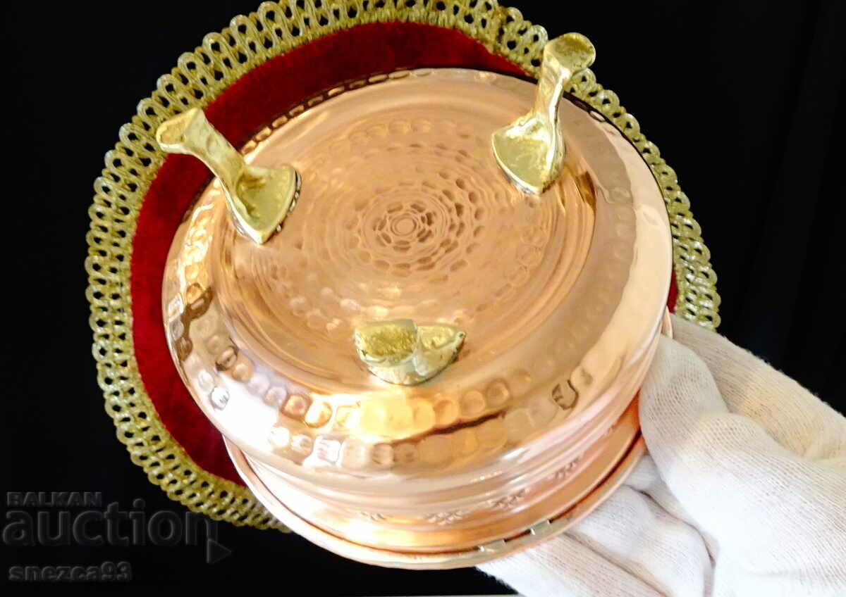 Antique copper sugar bowl, candy box, copper vessel. - 6 Antique copper sugar bowl, candy box, copper vessel. - 6