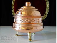 Antique copper sugar bowl, candy box, copper vessel.