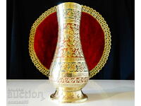 Бронзова ваза,цветен емайл,Британска Индия,маркирана.