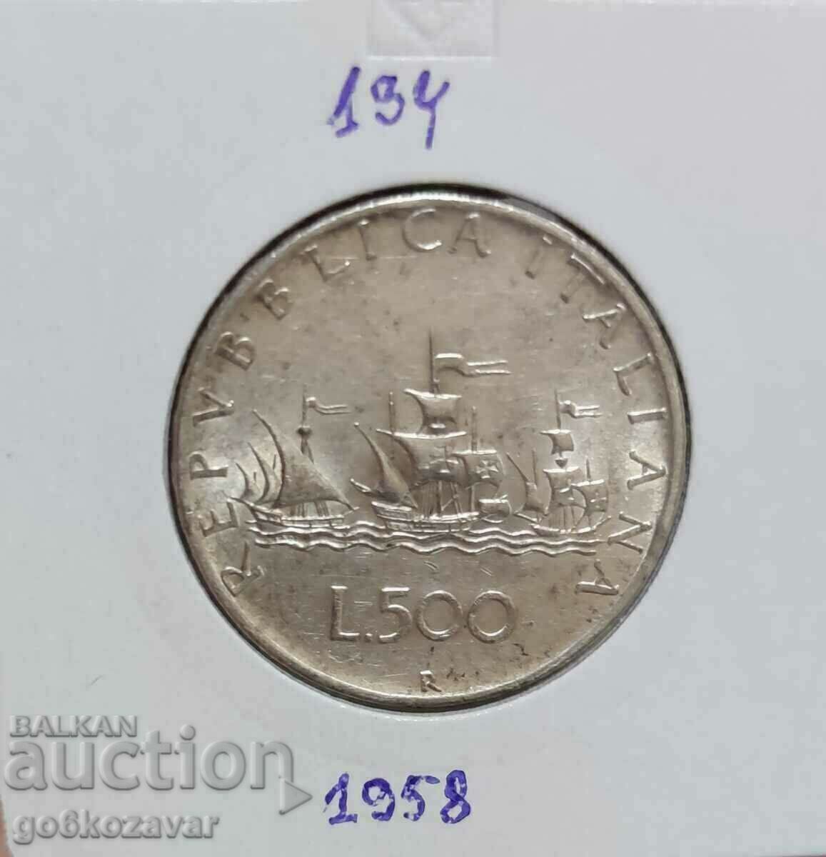 Италия 500 лири 1958г Сребро !