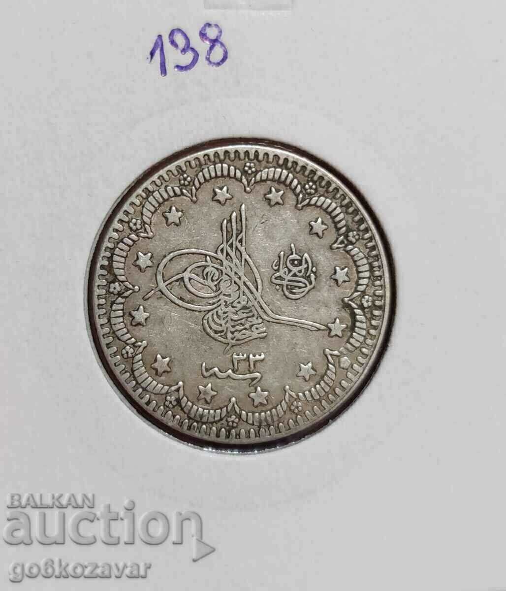 Ottoman Empire 5 Kurusha 1293-1876 Silver figure 33 R R