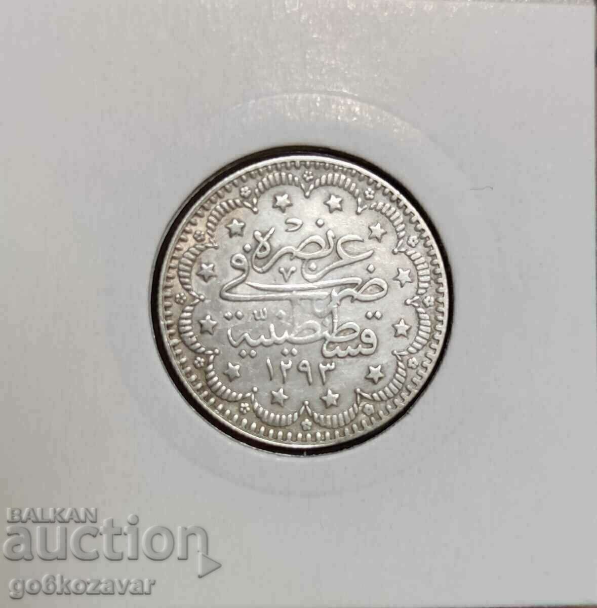 Ottoman Empire 5 Kurusha 1293-1876 Ασημένια φιγούρα 33 RR