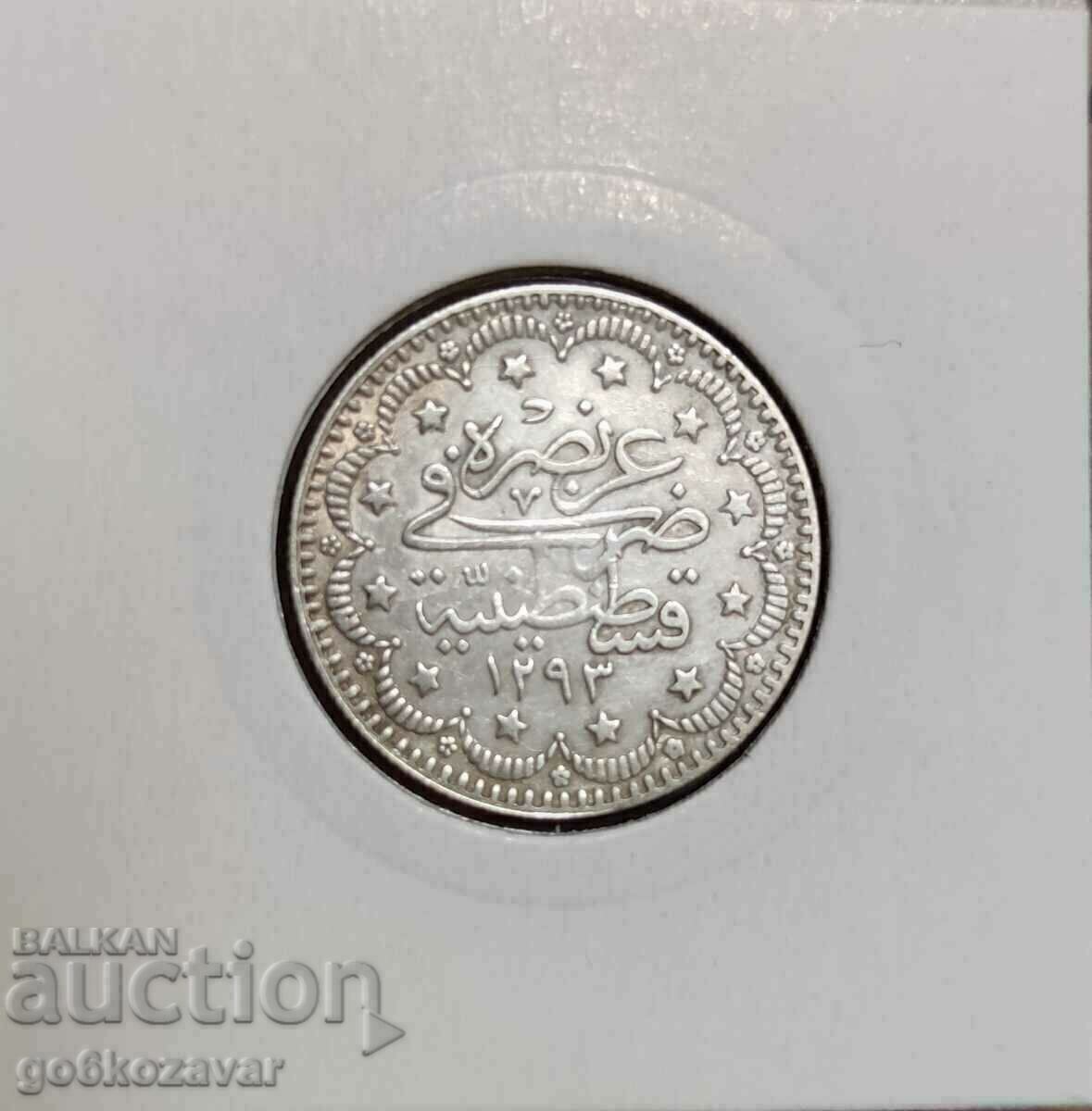 Ottoman Empire 5 Kurusha 1293-1876 Silver figure 33 RR