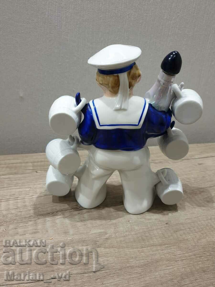 Old German porcelain liquor bottle with 6 cups - 6 Old German porcelain liquor bottle with 6 cups - 6