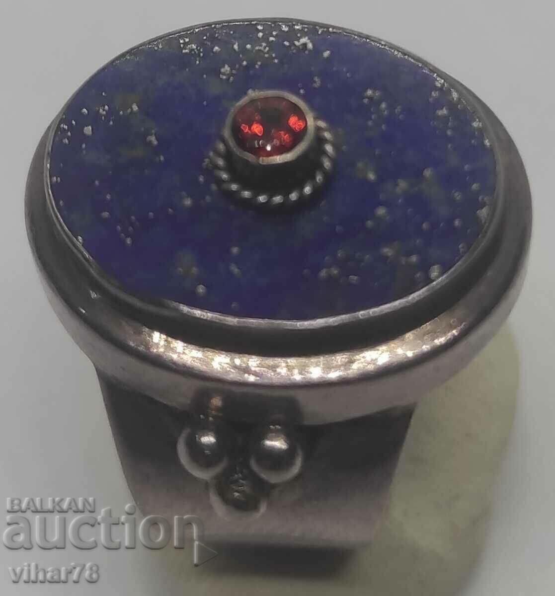 Solid silver women's ring with lapis lazuli and garnet with price 134.99 BGN | € 69.02 Solid silver women's ring with lapis lazuli and garnet with price 134.99 BGN | € 69.02