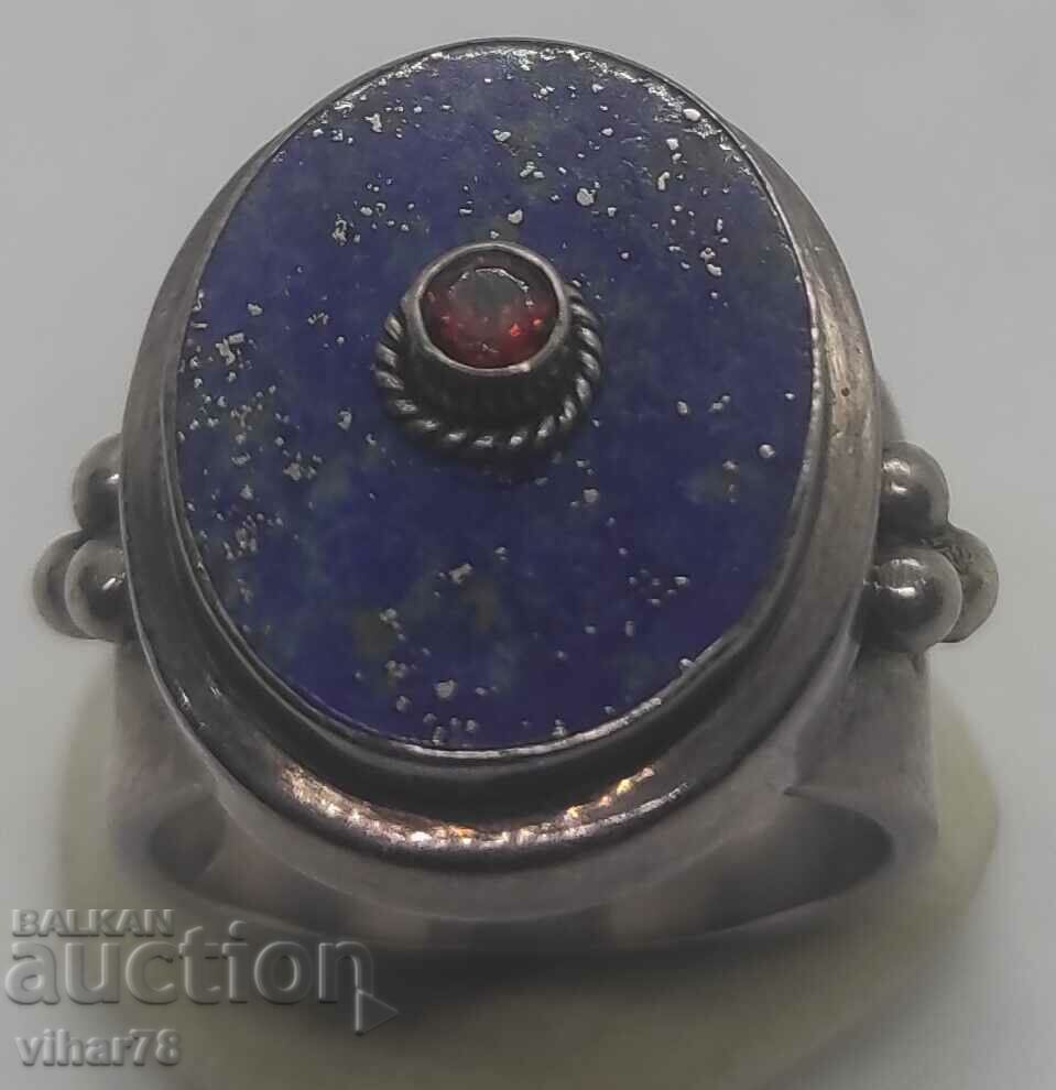 Delivery of Solid silver women's ring with lapis lazuli and garnet Delivery of Solid silver women's ring with lapis lazuli and garnet