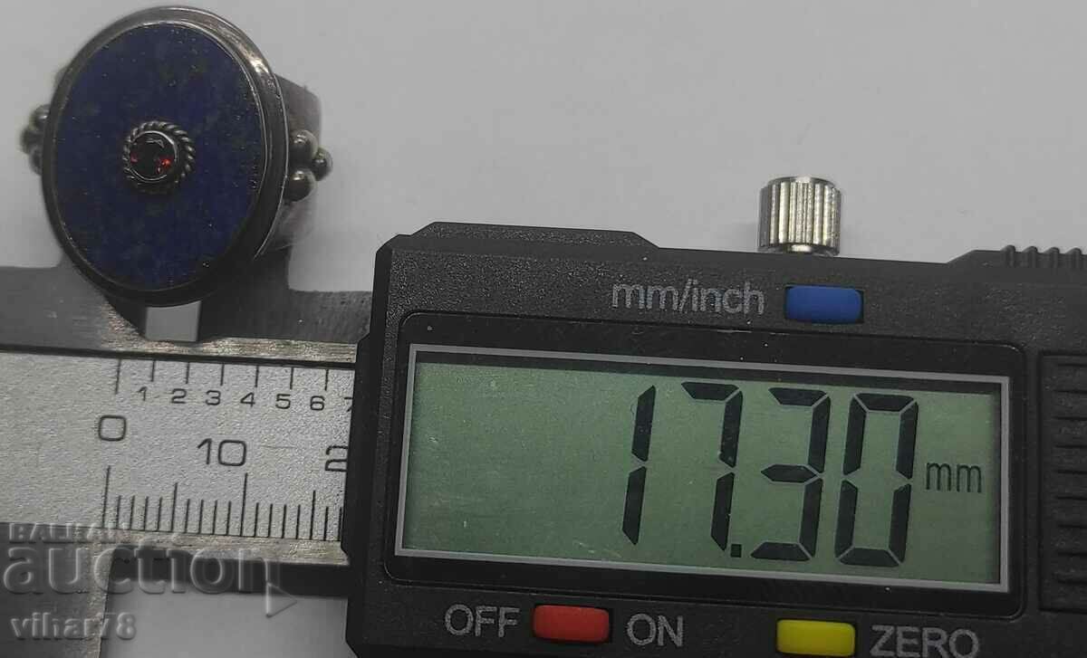 Solid silver women's ring with lapis lazuli and garnet - 5 Solid silver women's ring with lapis lazuli and garnet - 5