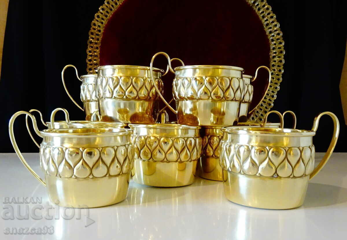 Auction  Gold-plated glasses with a gorgeous Wümak relief, 6 pieces