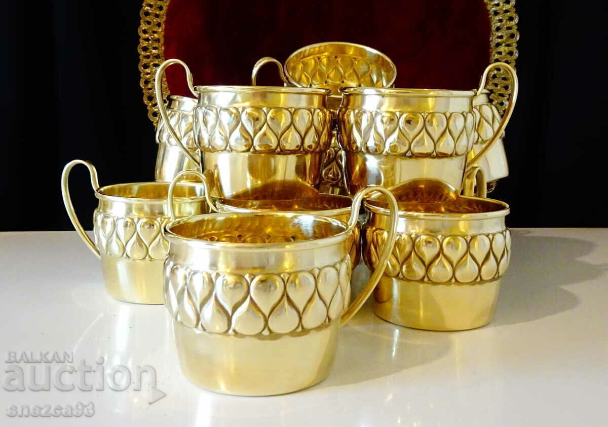 Gold-plated glasses with a gorgeous Wümak relief, 6 pieces
