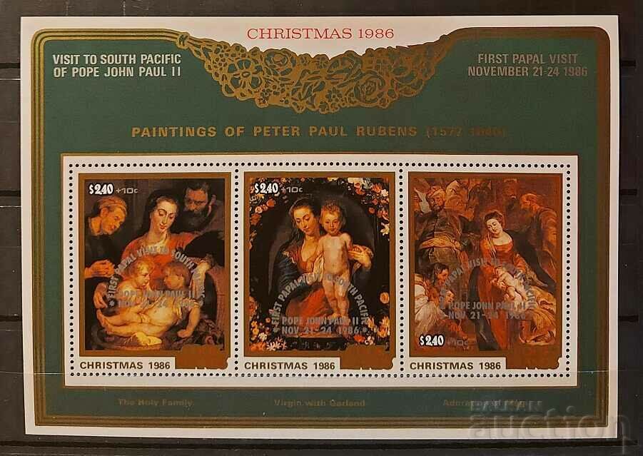 Νήσοι Κουκ 1986 Χριστούγεννα / Πίνακες ζωγραφικής / Υπερτύπωμα Μπλοκ 15 € MNH