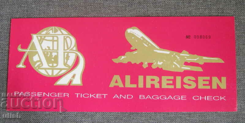 Old plane ticket Alireisen plane unused