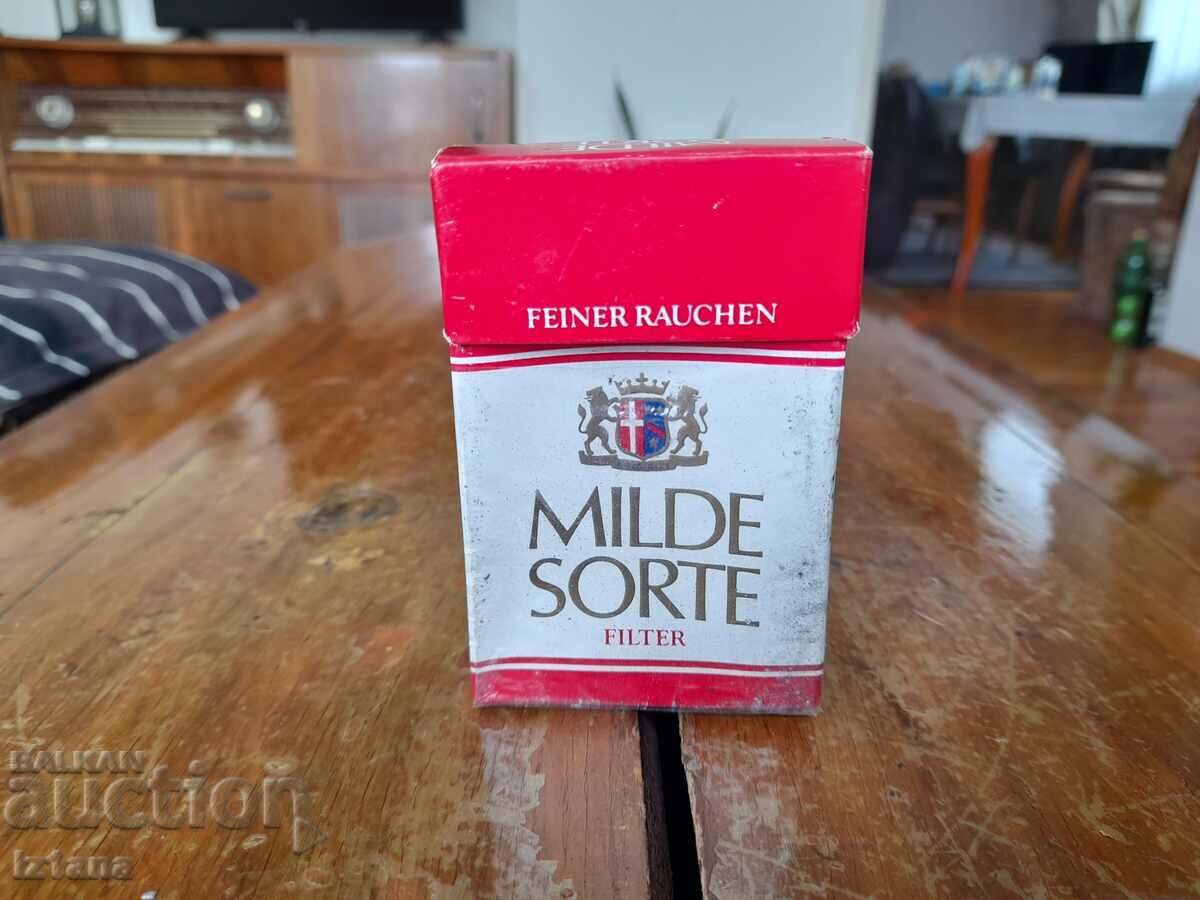 An old box of Milde Sorte cigarettes
