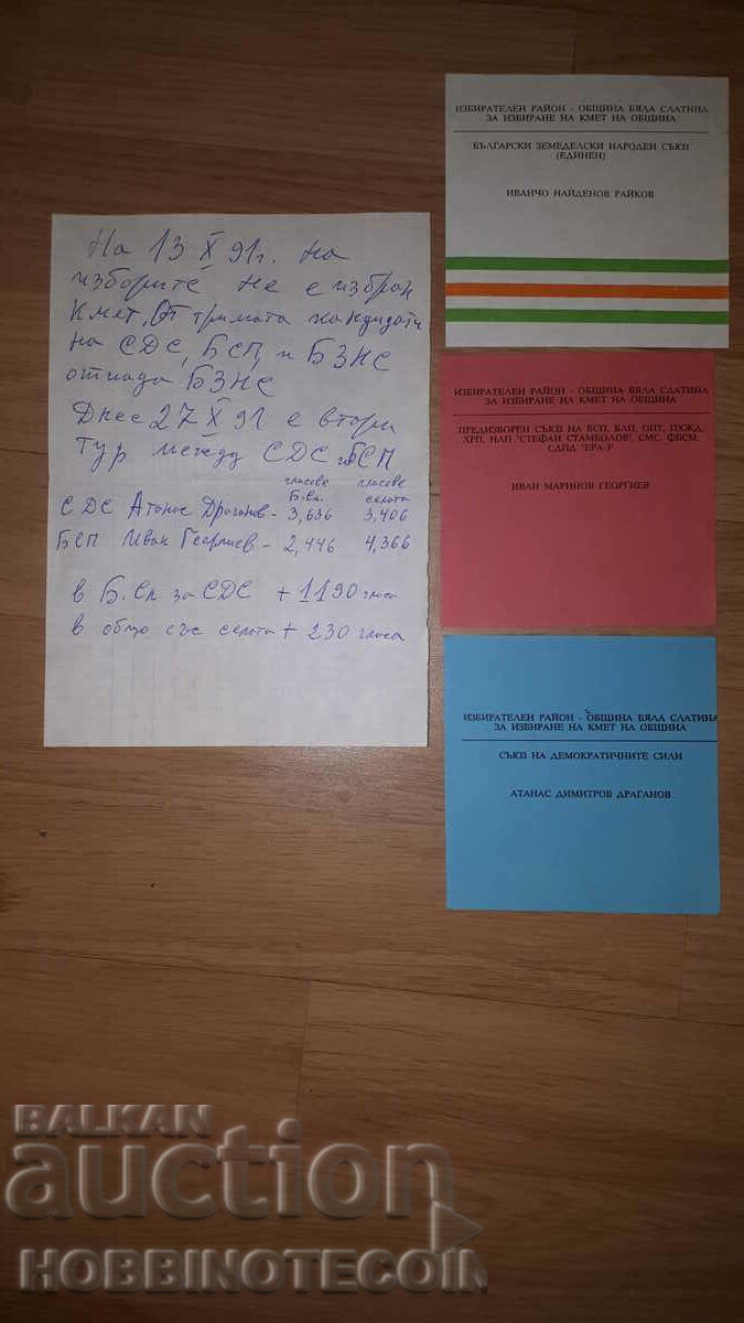 BULGARIA BYALA SLATINA ALEGERI PRINCIPALE 1991