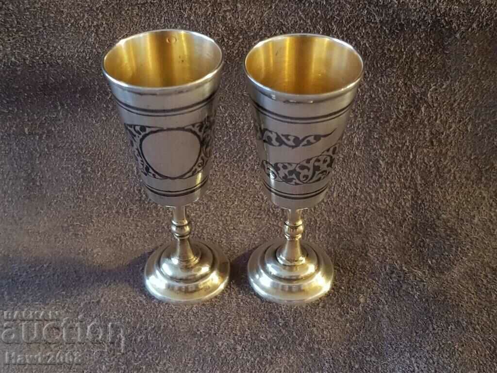 Silver silver gilt niello pair of Russian Caucasian cups cup - 6 Silver silver gilt niello pair of Russian Caucasian cups cup - 6