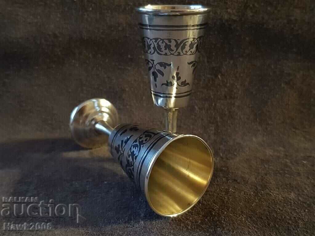 Silver silver gilt niello pair of Russian Caucasian cups cup - 5 Silver silver gilt niello pair of Russian Caucasian cups cup - 5