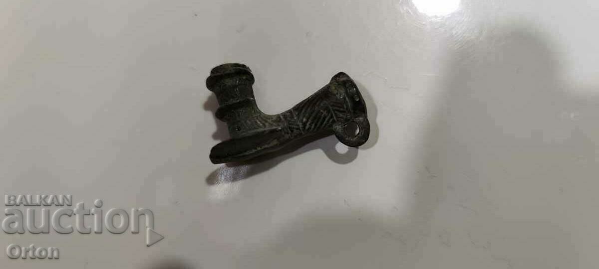 Antique Ottoman bronze opium-tobacco pipe