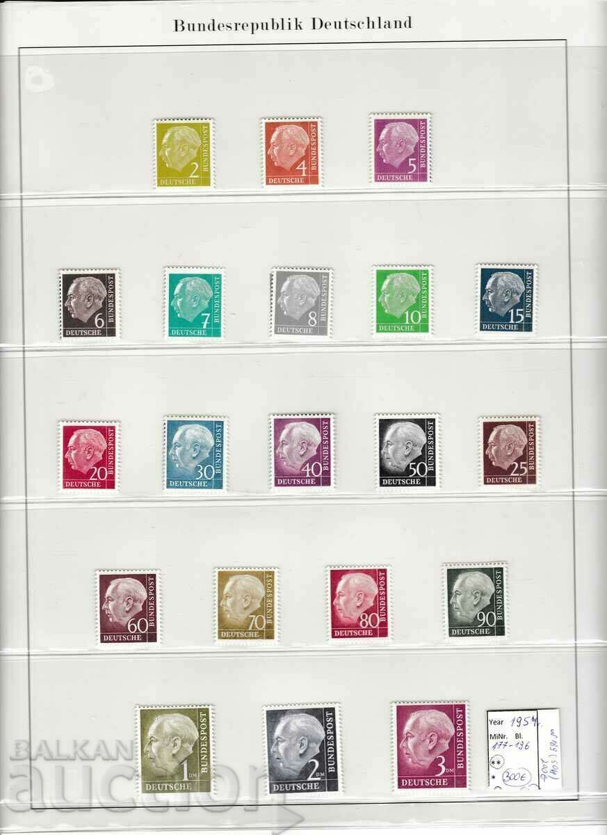 1954 Γερμανία Καθ. Theodor Heuss 300 ευρώ Mi 177-196