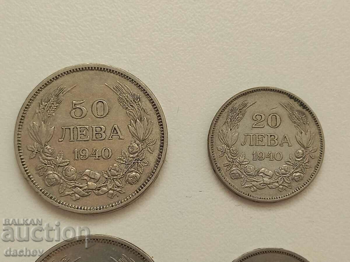 Lot 4 pcs - BGN 20 and BGN 50 - Coins Kingdom of Bulgaria 1940 with price 25.00 BGN | € 12.78 Lot 4 pcs - BGN 20 and BGN 50 - Coins Kingdom of Bulgaria 1940 with price 25.00 BGN | € 12.78