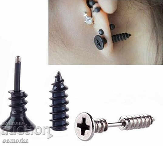 Earrings in screwdriver shape feminine tarika black