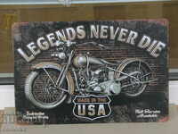 Metal Plaque Motor Harley Legend nu va muri clasic